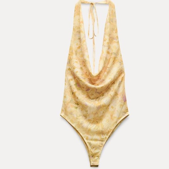 Low cut printed tulle bodysuit with exposed back- brand new! - Picture 5 of 6